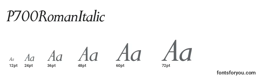 P700RomanItalic Font Sizes