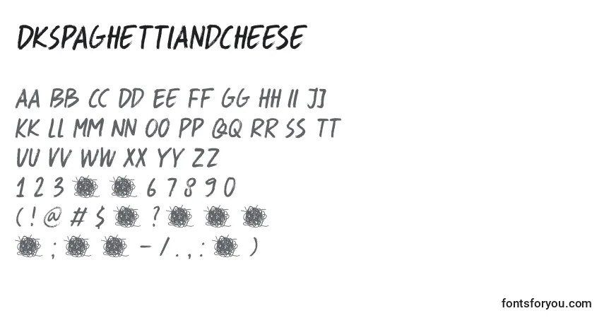 Schriftart DkSpaghettiAndCheese – Alphabet, Zahlen, spezielle Symbole