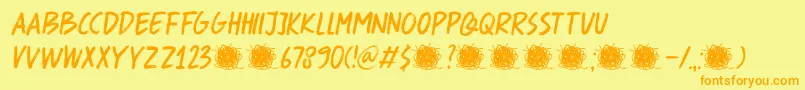 DkSpaghettiAndCheese Font – Orange Fonts on Yellow Background