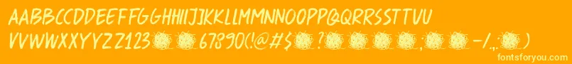 Czcionka DkSpaghettiAndCheese – żółte czcionki na pomarańczowym tle