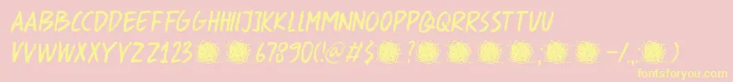 DkSpaghettiAndCheese Font – Yellow Fonts on Pink Background