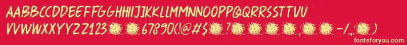 DkSpaghettiAndCheese Font – Yellow Fonts on Red Background