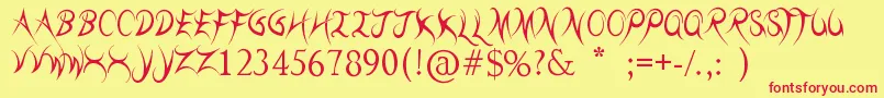 ThreadzNeedle Font – Red Fonts on Yellow Background