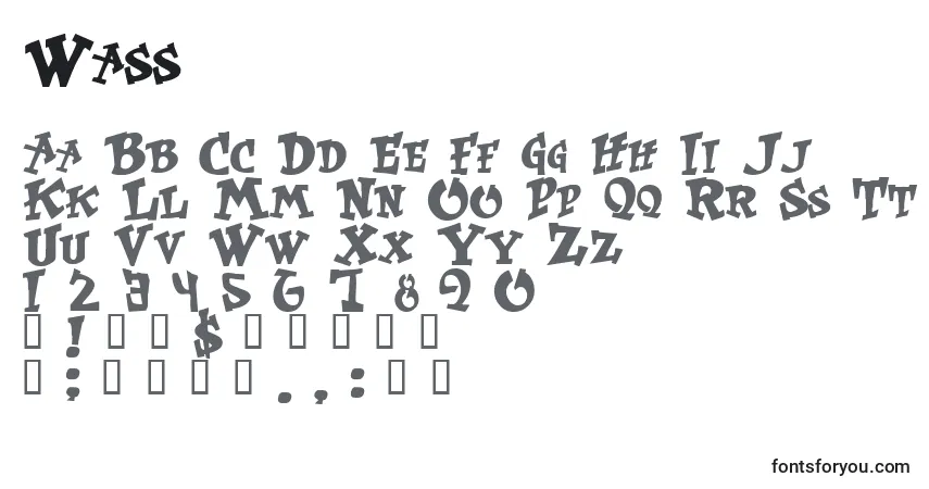 Schriftart Wass – Alphabet, Zahlen, spezielle Symbole