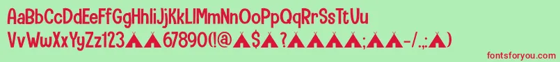 Czcionka CampingHolidayDemo – czerwone czcionki na zielonym tle