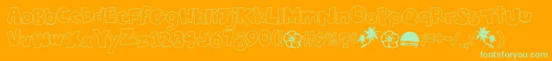 TikiTropicOutline-fontti – vihreät fontit oranssilla taustalla