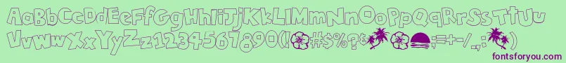 TikiTropicOutline Font – Purple Fonts on Green Background