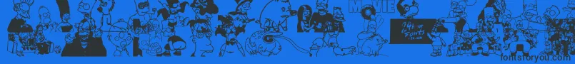 SimpsonsTreehouseOfHorror-Schriftart – Schwarze Schriften auf blauem Hintergrund