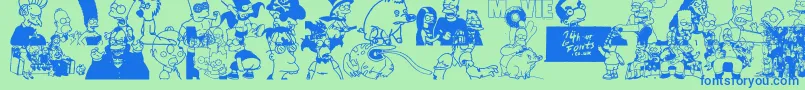 Fonte SimpsonsTreehouseOfHorror – fontes azuis em um fundo verde