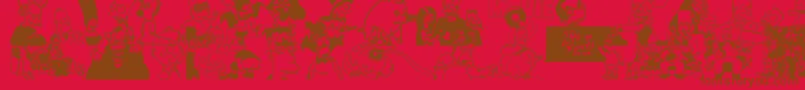 SimpsonsTreehouseOfHorror-Schriftart – Braune Schriften auf rotem Hintergrund