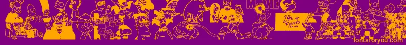 SimpsonsTreehouseOfHorror-Schriftart – Orangefarbene Schriften auf violettem Hintergrund