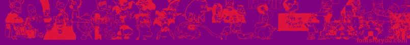 SimpsonsTreehouseOfHorror-Schriftart – Rote Schriften auf violettem Hintergrund