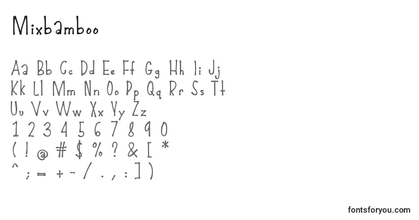 A fonte Mixbamboo – alfabeto, números, caracteres especiais