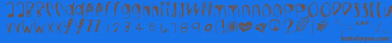 Wildcrazyフォントについての詳細 フォントWildcrazy – 茶色の文字が青い背景にあります。