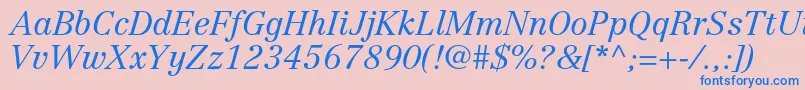 フォントCentennialltstdLightitalic – ピンクの背景に青い文字