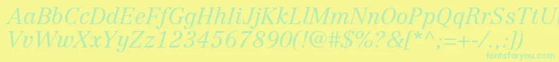 CentennialltstdLightitalic Font – Green Fonts on Yellow Background