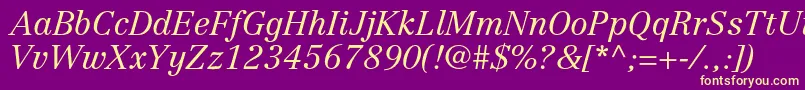 CentennialltstdLightitalic Font – Yellow Fonts on Purple Background