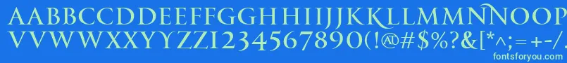 PfmonumentaproRegular Font – Green Fonts on Blue Background