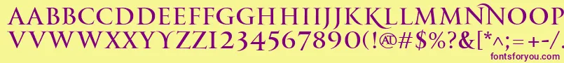 PfmonumentaproRegular Font – Purple Fonts on Yellow Background