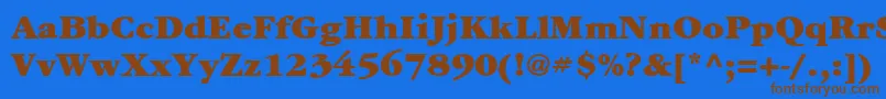 フォントItcGaramondLtUltra – 茶色の文字が青い背景にあります。