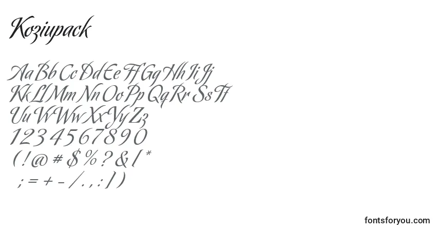 Schriftart Koziupack – Alphabet, Zahlen, spezielle Symbole