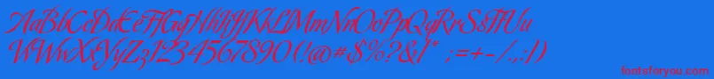 Koziupack Font – Red Fonts on Blue Background