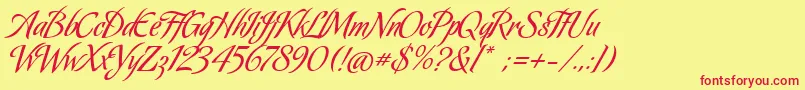 Koziupack-Schriftart – Rote Schriften auf gelbem Hintergrund