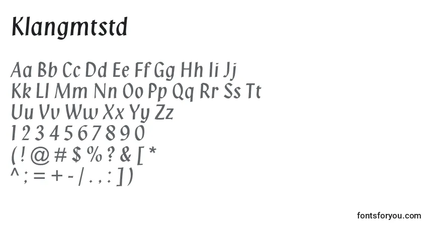Czcionka Klangmtstd – alfabet, cyfry, specjalne znaki
