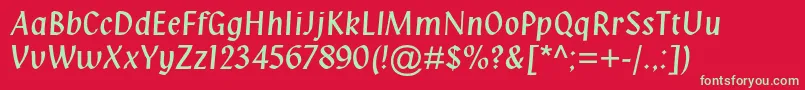 Klangmtstd Font – Green Fonts on Red Background