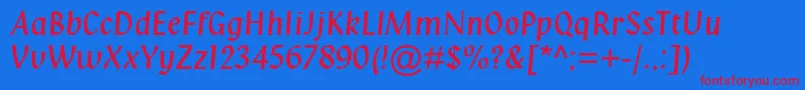 Klangmtstd Font – Red Fonts on Blue Background