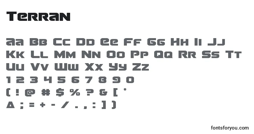 Schriftart Terran – Alphabet, Zahlen, spezielle Symbole