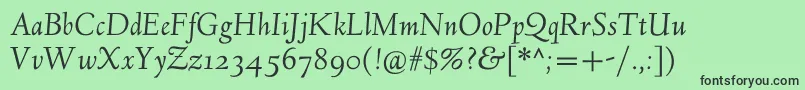 Fonte LindenhillItalic – fontes pretas em um fundo verde