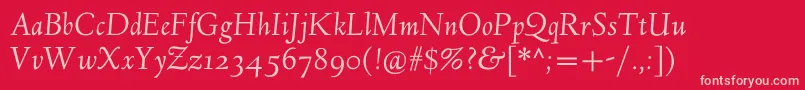 Fonte LindenhillItalic – fontes rosa em um fundo vermelho