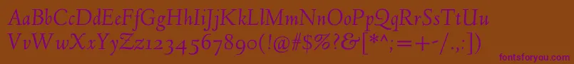 LindenhillItalic-Schriftart – Violette Schriften auf braunem Hintergrund