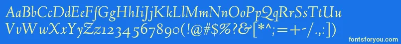LindenhillItalic Font – Yellow Fonts on Blue Background
