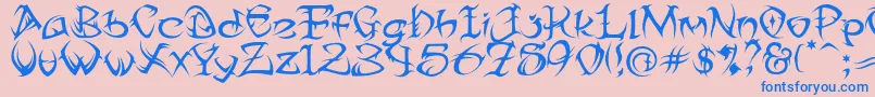 TribalTwo-Schriftart – Blaue Schriften auf rosa Hintergrund