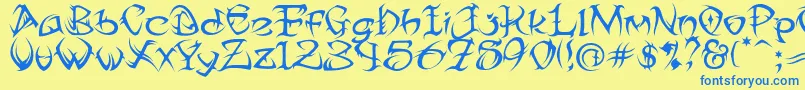 TribalTwo Font – Blue Fonts on Yellow Background