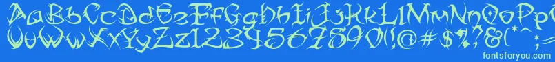 TribalTwo Font – Green Fonts on Blue Background