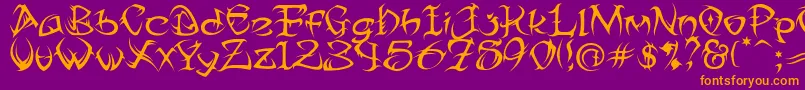 TribalTwo-Schriftart – Orangefarbene Schriften auf violettem Hintergrund