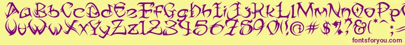 TribalTwo Font – Purple Fonts on Yellow Background