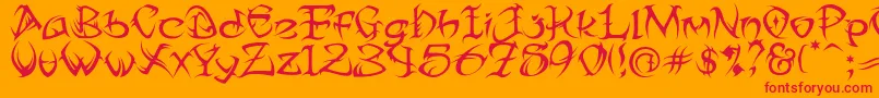 TribalTwo Font – Red Fonts on Orange Background