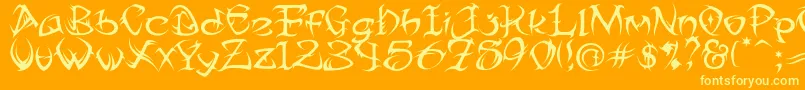 TribalTwo-Schriftart – Gelbe Schriften auf orangefarbenem Hintergrund