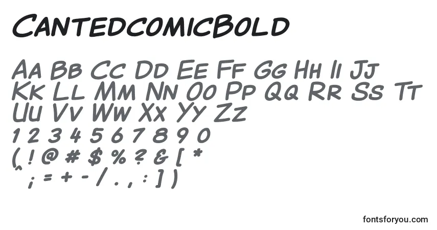Czcionka CantedcomicBold – alfabet, cyfry, specjalne znaki