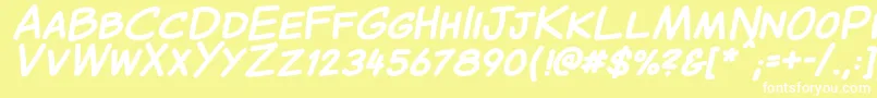 CantedcomicBold Font – White Fonts on Yellow Background