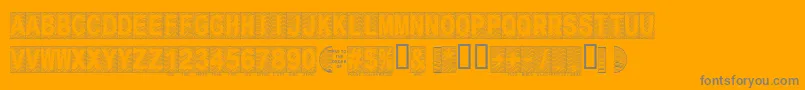 Secure16a-Schriftart – Graue Schriften auf orangefarbenem Hintergrund