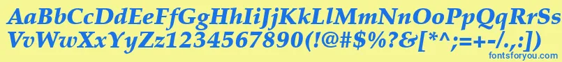 PalatinoLtBlackItalic Font – Blue Fonts on Yellow Background