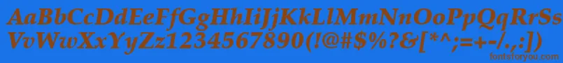 フォントPalatinoLtBlackItalic – 茶色の文字が青い背景にあります。