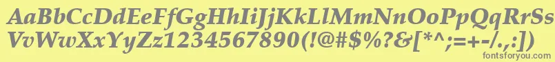 Fonte PalatinoLtBlackItalic – fontes cinzas em um fundo amarelo