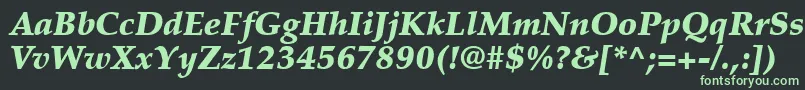 PalatinoLtBlackItalic-fontti – vihreät fontit mustalla taustalla