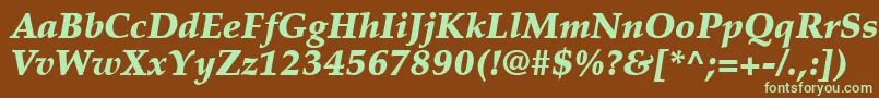 フォントPalatinoLtBlackItalic – 緑色の文字が茶色の背景にあります。